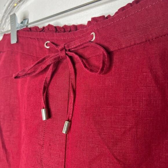 Chico's Red Drawstring 100% Linen Blend 9" Shorts Women's 0.5 US Size 6 - Picture 3 of 11